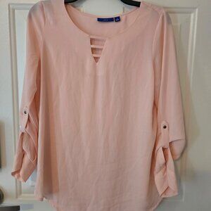 Apt. 9 Women's 3/4 sleeve tunic blouse in light pink size small